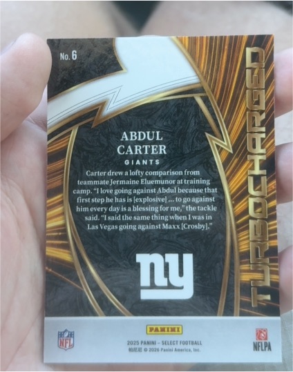 2025 Panini Select Turbocharged #6 Abdul Carter — front