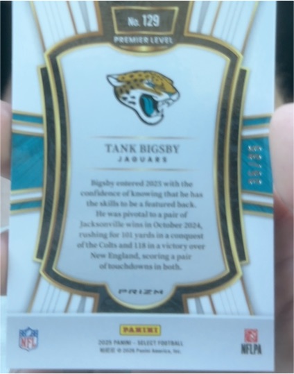 2025 Panini Select #129 Tank Bigsby Premier Level Jacksonville Jaguars — front