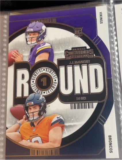 2024 Panini Contenders Round Numbers #4 Bo Nix / J.J. McCarthy Rookie Card — front
