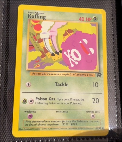 1999 Pokémon Team Rocket #58 Koffing — front