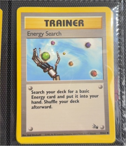 1999 Pokémon Fossil #59 Energy Search — front