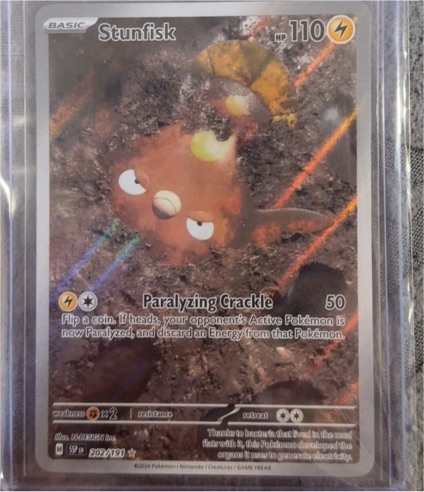 2024 Pokémon SV08 Surging Sparks #202/191 Stunfisk Illustration Rare Holo — front