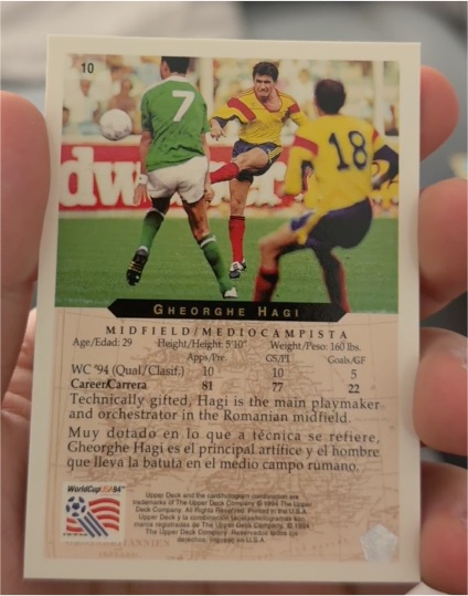 1994 Upper Deck World Cup #10 Gheorghe Hagi — front