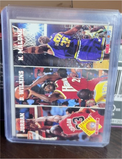 1993 SkyBox NBA Hoops #283 League Leaders Scoring Michael Jordan Wilkins Malone — front