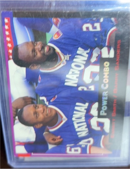 1993 Pro Set Power Combos #1 Emmitt Smith / Barry Sanders — front