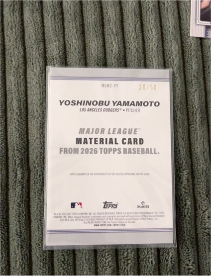2026 Topps Major League Material Card #28/50 Yoshinobu Yamamoto — front
