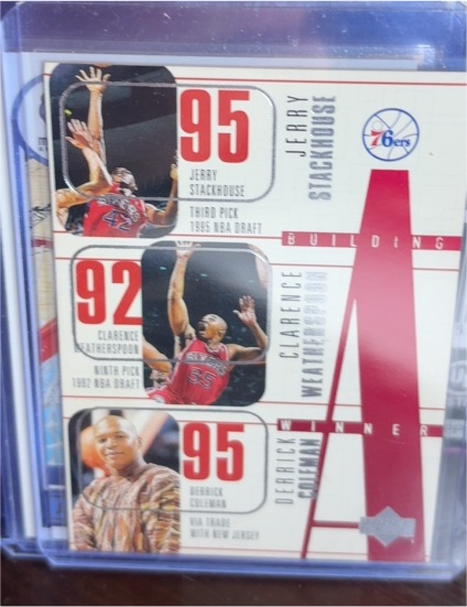 1996-97 Upper Deck #155 Jerry Stackhouse / Clarence Weatherspoon / Derrick Coleman — front