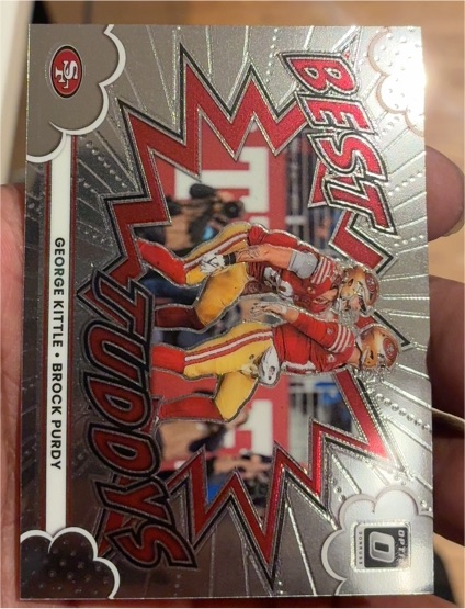 2025 Panini Donruss Optic #6 Best Tuddys George Kittle Brock Purdy — front