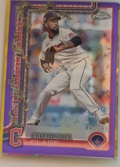 2025 Topps Holiday #HC96 Emmanuel Clase Chrome Purple Refractor — front