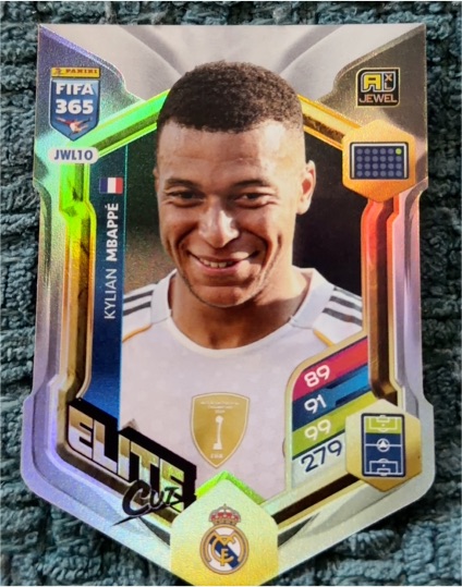 2025-26 Panini Adrenalyn XL FIFA 365 #JWL10 Kylian Mbappé Elite Cut — front