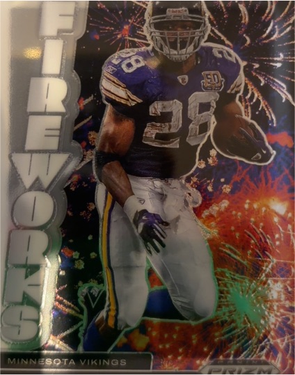 2025 Panini Prizm Black #16 Adrian Peterson Fireworks Silver Prizm Minnesota Vikings — front