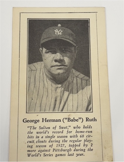 1928 TCMA Fro-Joy #1 George Herman ("Babe") Ruth — front