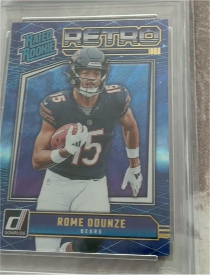 2024 Panini Donruss #12 Rome Odunze Retro Rated Rookie Blue Shock — front