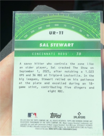 2026 Bowman Chrome #UR-11 Sal Stewart Under The Radar — front