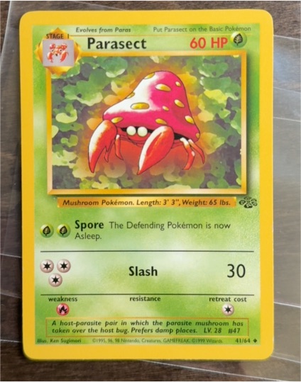 1999 Pokémon Jungle #41 Parasect — front