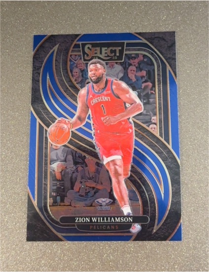 2024-25 Panini Select #138 Zion Williamson Blue Prizm Premier Level — front