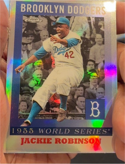 2025 Topps Chrome Platinum 1955 World Series #55WS-3 Jackie Robinson — front