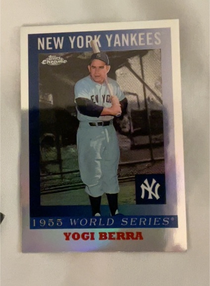 2025 Topps Chrome Platinum Anniversary 1955 World Series #55WS-8 Yogi Berra — front