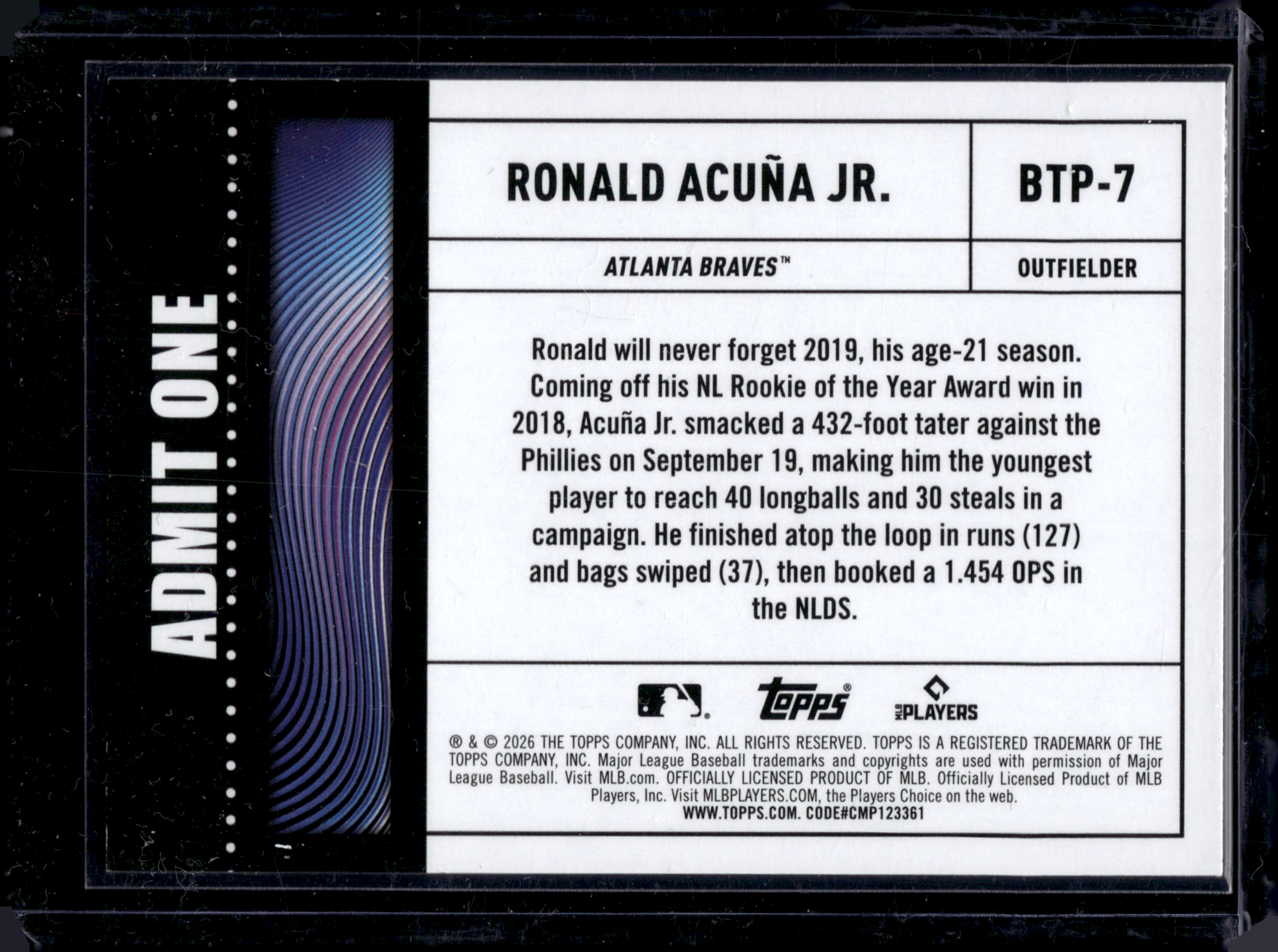 2026 Topps Big Ticket Players #BTP-7 Ronald Acuña Jr. — back