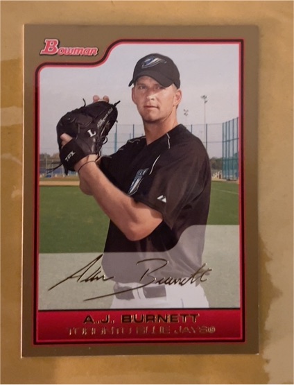 2006 Bowman #85 A.J. Burnett Gold — front
