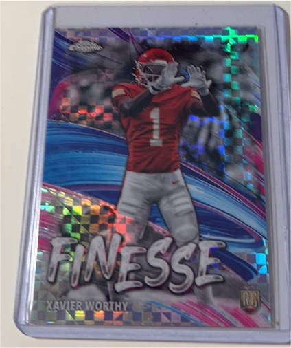 2024 Topps Chrome #F-7 Xavier Worthy Finesse X-Fractor — front
