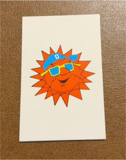 Vintage 80s Hallmark Smiling Sunshine with Sunglasses Sticker — front