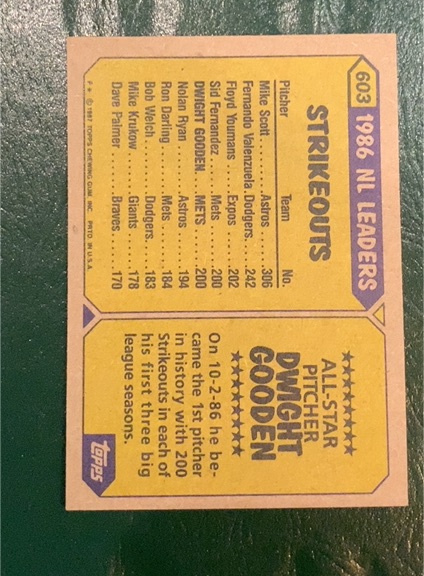 1986 Topps #603 Dwight Gooden — front