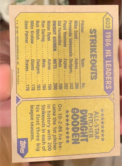 1986 Topps #603 Dwight Gooden — front
