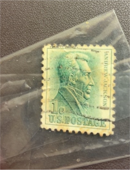 1963 U.S. Postage 1 Cent Andrew Jackson Stamp — front
