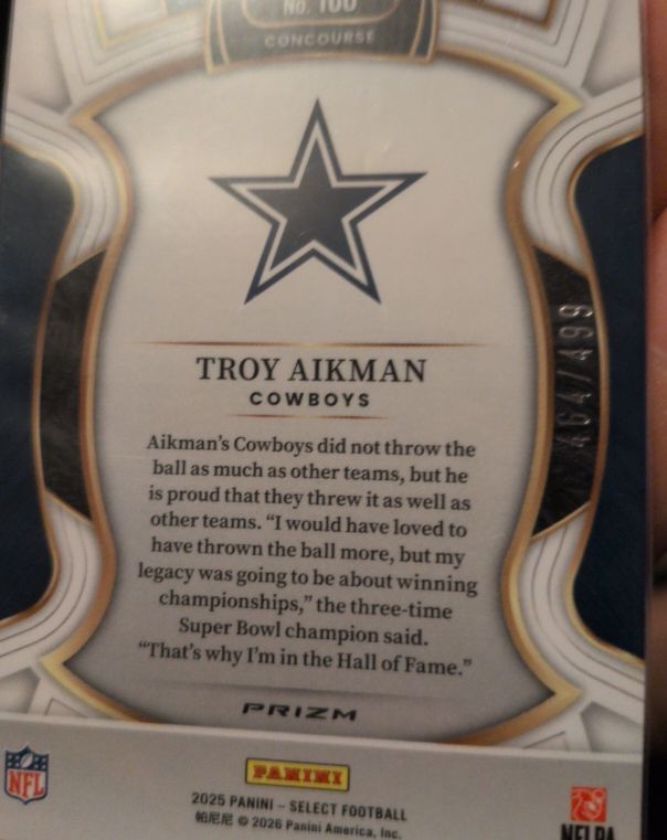 2025 Panini Select #100 Troy Aikman — front