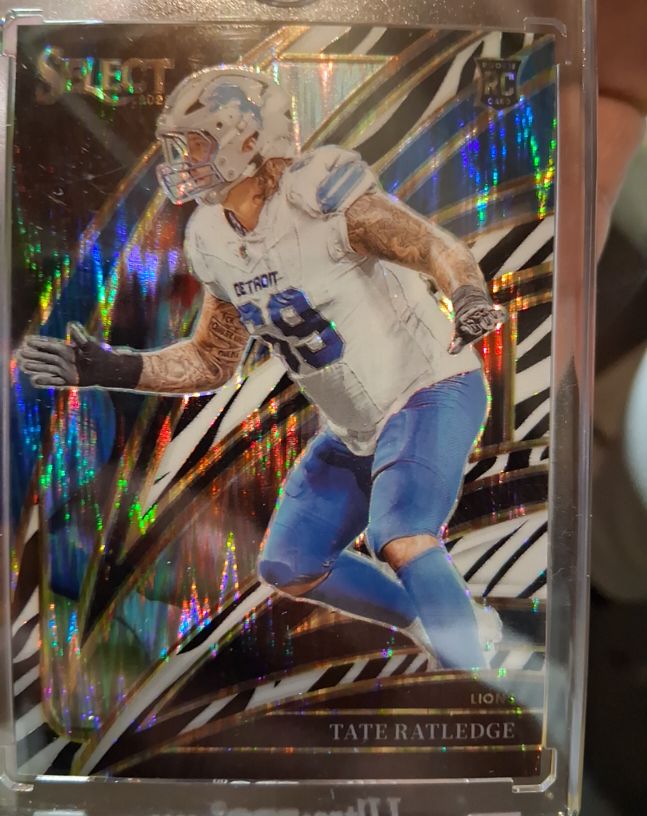 2025 Panini Select #270 Tate Ratledge Zebra Prizm Rookie — front