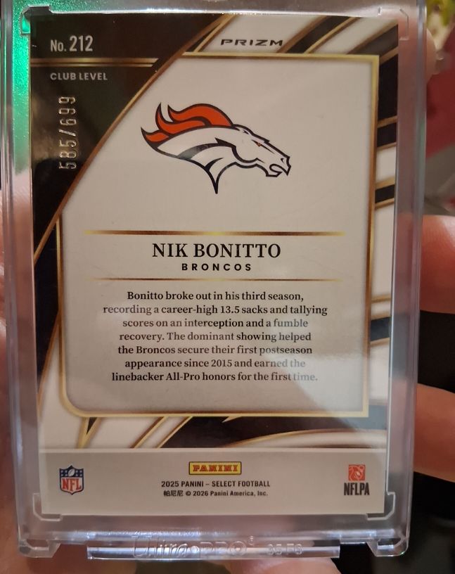 2025 Panini Select #212 Nik Bonitto Denver Broncos — front