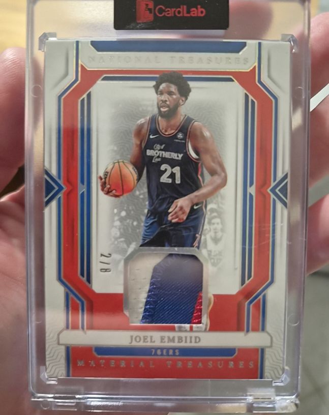 2024 Panini National Treasures Material Treasures Joel Embiid #2/18 — front