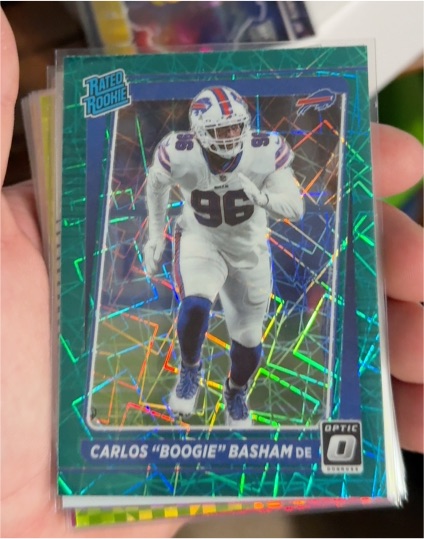 2021 Donruss Optic #277 Carlos "Boogie" Basham Green Velocity Rated Rookie — front