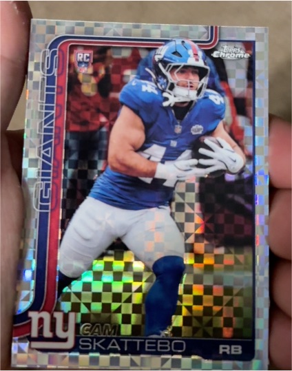 2025 Topps Chrome #331 Cam Skattebo X-Fractor Rookie — front