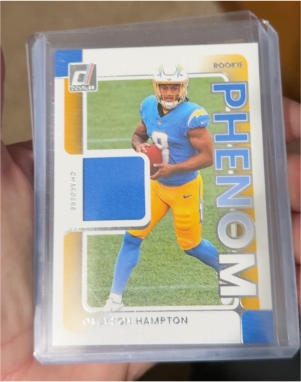 2025 Donruss #RPJ-OHN Omarion Hampton Rookie Phenom Jersey Patch — front