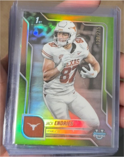 2025 Bowman University Chrome #78 Jack Endries Lime Green Refractor /275 — front