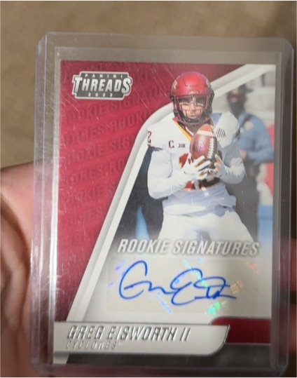 2022 Panini Chronicles Draft Picks Threads Rookie Signatures #TH-GEI Greg Eisworth II — front