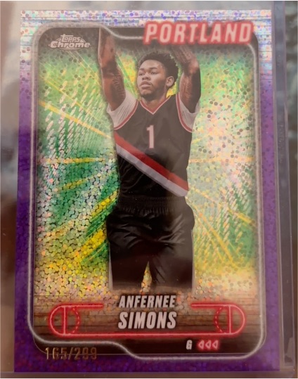 2024-25 Topps Chrome #53 Anfernee Simons Purple Geometric Refractor — front