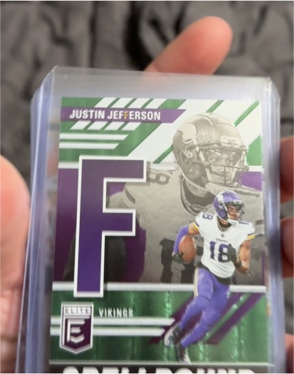 2023 Panini Donruss Elite Spellbound Green #SB-JJ4 Justin Jefferson — front