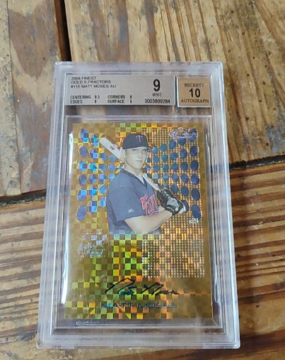 2004 Topps Finest #115 Matt Moses Gold X-Fractor Rookie Auto — front