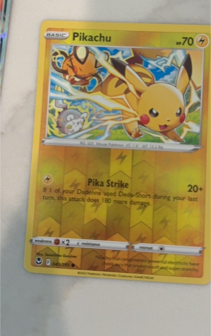 2022 Sword & Shield Silver Tempest #049 Pikachu — front