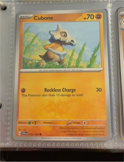 2024 Pokémon Scarlet & Violet Stellar Crown #072 Cubone — front