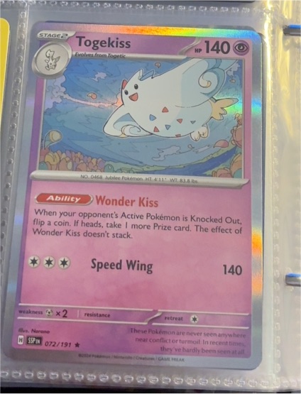 2022 Pokemon Sv08: Surging Sparks #072 Togekiss — front