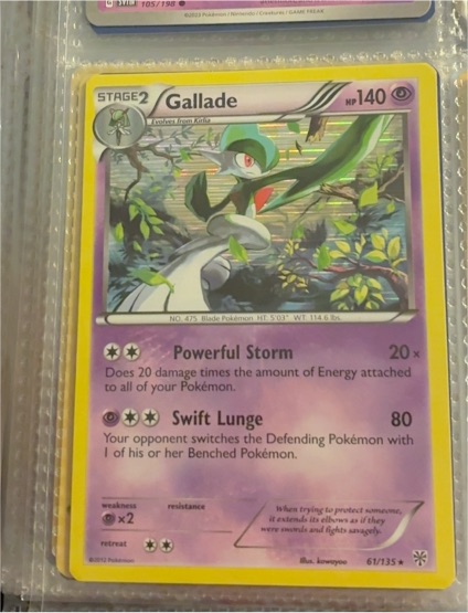 2012 Pokémon Plasma Storm #61 Gallade — front