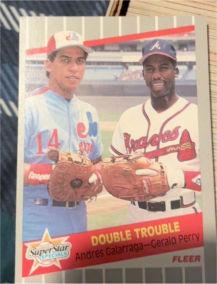 1989 Fleer #638 Double Trouble Andres Galarraga / Gerald Perry — front