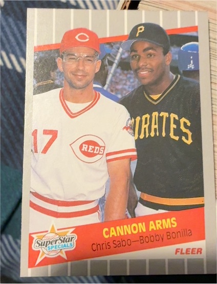 1989 Fleer #637 Cannon Arms Chris Sabo / Bobby Bonilla — front