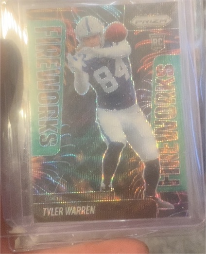 2025 Panini Prizm #12 Tyler Warren Fireworks Green Wave — front