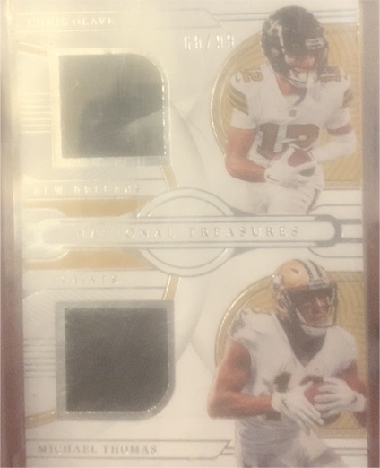 2022 Panini National Treasures #GCM-NEW Chris Olave Michael Thomas Dual Patch — front