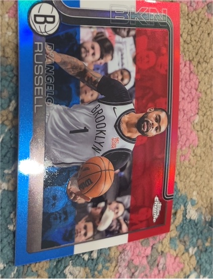 2025-26 Topps Chrome #79 D'Angelo Russell Red White and Blue Brooklyn Nets — front